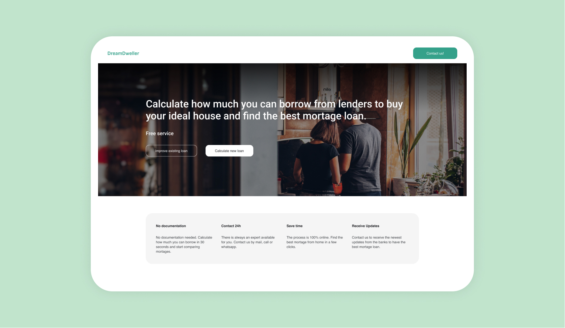 Dreamdweller website main Screen mockup