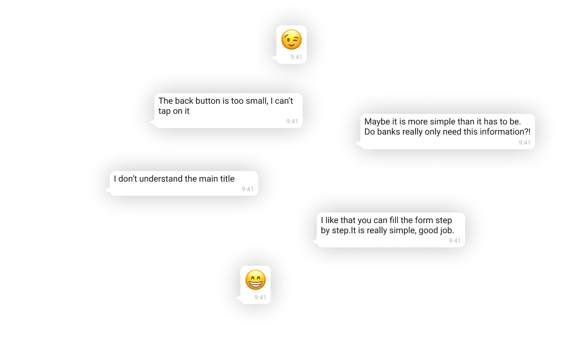 Test phase user comments